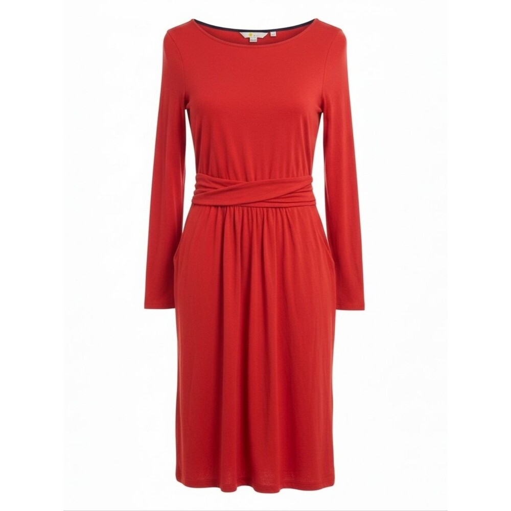 Boden Amelie Red Long Sleeve Dress Pockets Fall Winter Size Small 6
